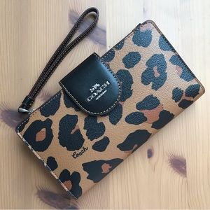 Coach Leopard Print Wristlet Wallet